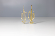 Todd Reed earrings with white brilliant cut diamonds(~.22ct), white princess cut diamonds (~.22ct), and 18k yellow gold